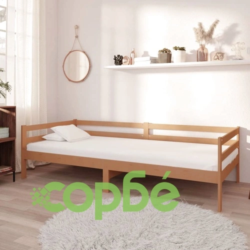 Дневно легло с матрак 90x200 см меденокафяво борово дърво масив ➤ топ цена ➤ sorbe.bg
