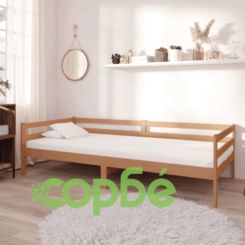 Дневно легло с матрак 90x200 см меденокафяво борово дърво масив ➤ топ цена ➤ sorbe.bg