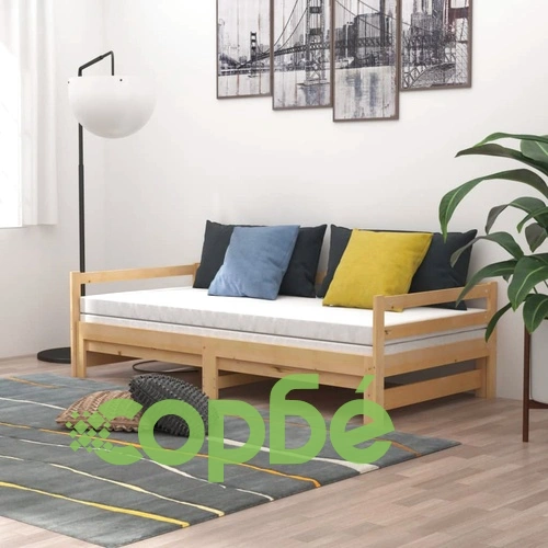 Разтегателно дневно легло, 2x(90x200) см, борово дърво масив ➤ топ цена ➤ sorbe.bg