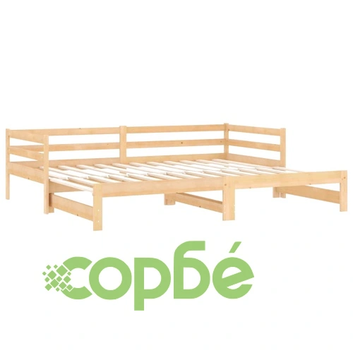Разтегателно дневно легло, 2x(90x200) см, борово дърво масив ➤ топ цена ➤ sorbe.bg