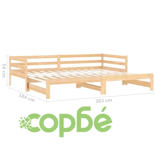 Разтегателно дневно легло, 2x(90x200) см, борово дърво масив ➤ топ цена ➤ sorbe.bg