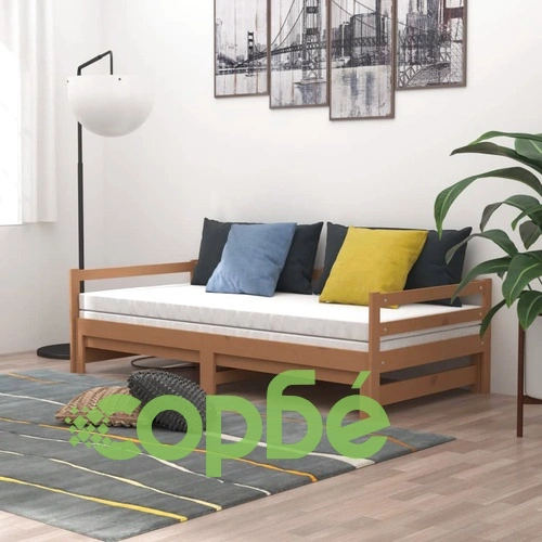 Разтегателно дневно легло 2x(90x200) см меденокафяво бор масив ➤ топ цена ➤ sorbe.bg