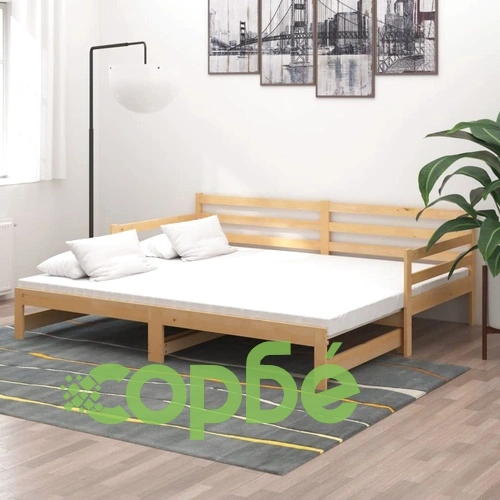 Разтегателно дневно легло, 2x(90x200) см, бор масив ➤ топ цена ➤ sorbe.bg