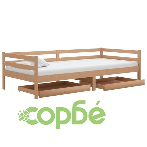 Дневно легло с чекмеджета 90x200 см меденокафяво бор масив ➤ топ цена ➤ sorbe.bg