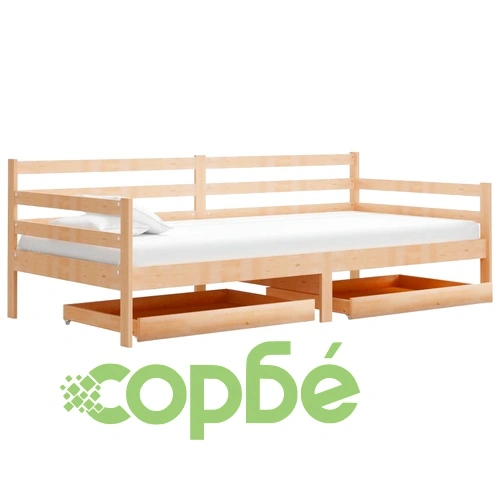 Дневно легло с чекмеджета, 90x200 см, борово дърво масив ➤ топ цена ➤ sorbe.bg