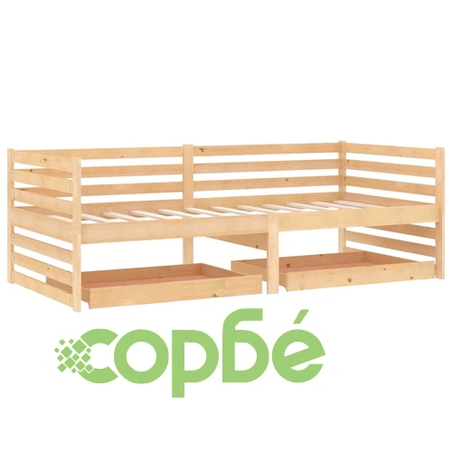 Дневно легло с чекмеджета, 90x200 см, борово дърво масив ➤ топ цена ➤ sorbe.bg