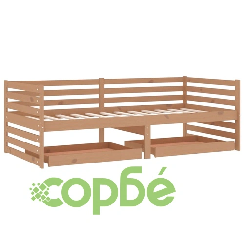 Дневно легло с чекмеджета 90x200 см меденокафяво бор масив ➤ топ цена ➤ sorbe.bg