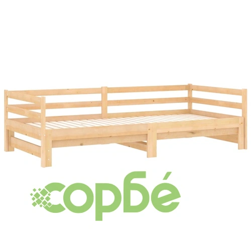 Разтегателно дневно легло, 2x(90x200) см, борово дърво масив ➤ топ цена ➤ sorbe.bg