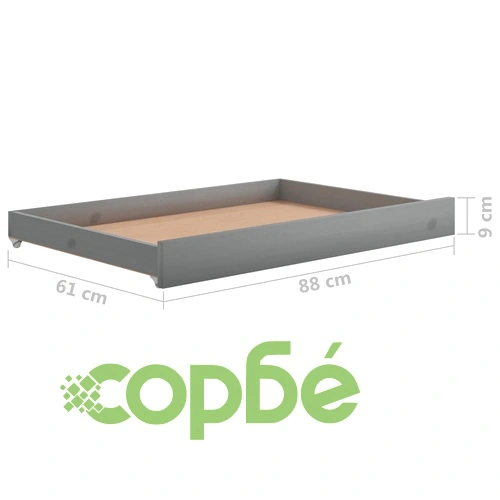 Разтегателно дневно легло 2x(90x200) см сиво борово дърво масив ➤ топ цена ➤ sorbe.bg