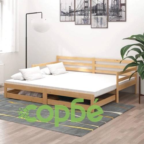 Разтегателно дневно легло, 2x(90x200) см, бор масив ➤ топ цена ➤ sorbe.bg