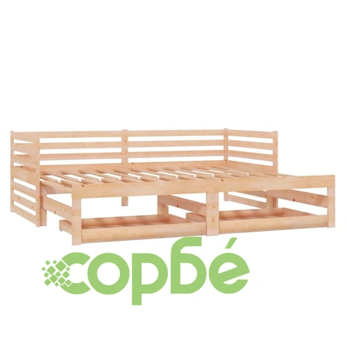 Разтегателно дневно легло, 2x(90x200) см, борово дърво масив ➤ топ цена ➤ sorbe.bg
