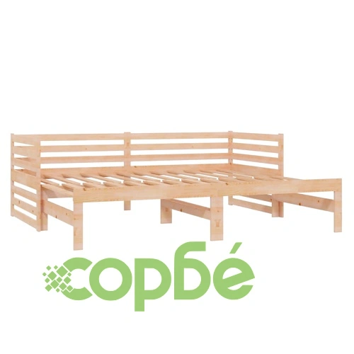 Разтегателно дневно легло, 2x(90x200) см, борово дърво масив ➤ топ цена ➤ sorbe.bg
