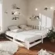 Разтегателно дневно легло 2x(90x200) см бяло борово дърво масив