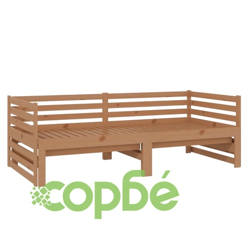 Разтегателно дневно легло 2x(90x200) см меденокафяво бор масив ➤ топ цена ➤ sorbe.bg