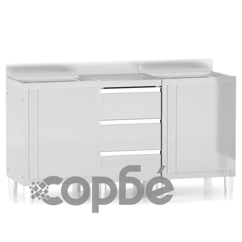 Кухненски шкафове за търговци, 3 бр., неръждаема стомана ➤ топ цена ➤ sorbe.bg