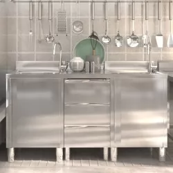 Търговски кухненски шкафове, 3 бр, неръждаема стомана