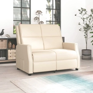 2-местен реклайнер, кремав, изкуствена кожа