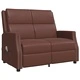 2-местен масажен реклайнер, кафяво, изкуствена кожа