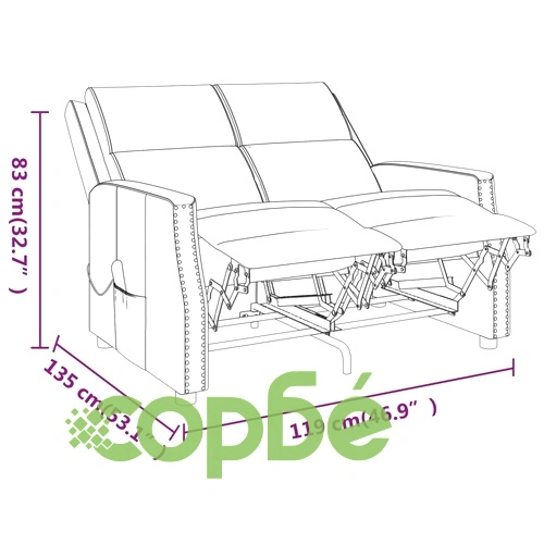 2-местен масажен реклайнер, кафяво, изкуствена кожа ➤ топ цена ➤ sorbe.bg