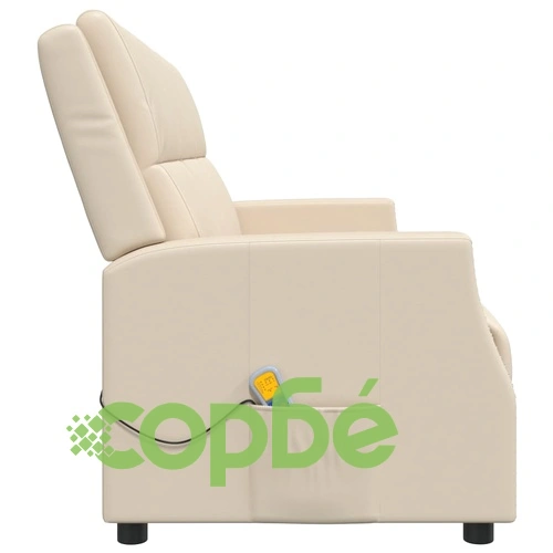 3-местен масажен реклайнер, кремаво, изкуствена кожа ➤ топ цена ➤ sorbe.bg