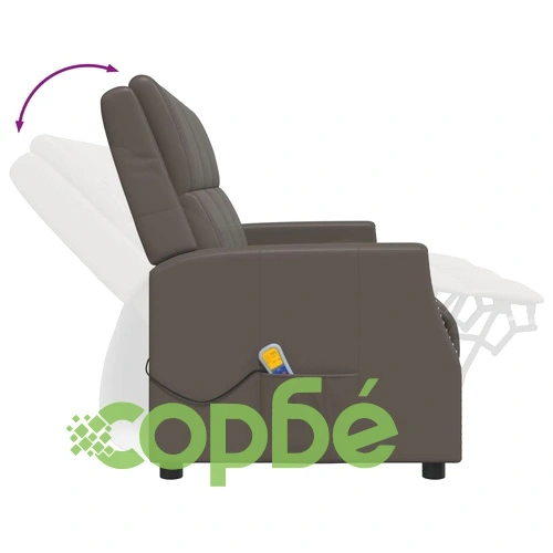 3-местен масажен реклайнер, сиво, изкуствена кожа ➤ топ цена ➤ sorbe.bg