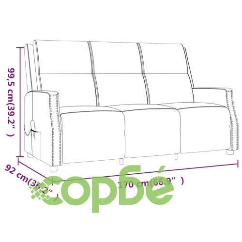 3-местен масажен реклайнер, сиво, изкуствена кожа ➤ топ цена ➤ sorbe.bg