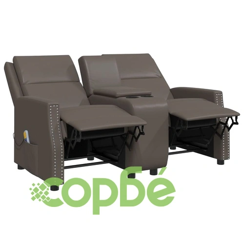 2-местен масажен реклайнер, сиво, изкуствена кожа ➤ топ цена ➤ sorbe.bg