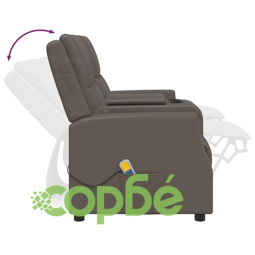 2-местен масажен реклайнер, сиво, изкуствена кожа ➤ топ цена ➤ sorbe.bg