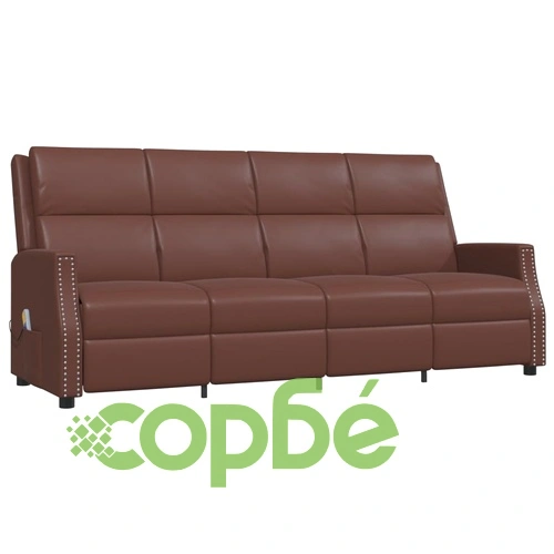 4-местен масажен реклайнер, кафяво, изкуствена кожа ➤ топ цена ➤ sorbe.bg