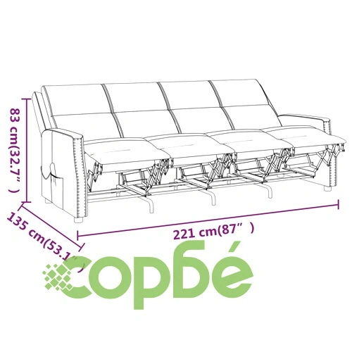 4-местен масажен реклайнер, кафяво, изкуствена кожа ➤ топ цена ➤ sorbe.bg