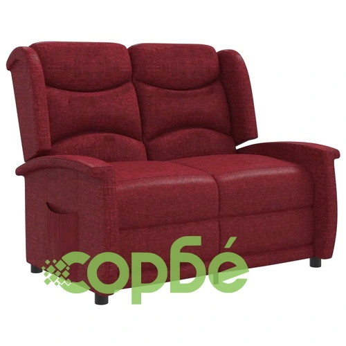 2-местен реклайнер, виненочервен, текстил ➤ топ цена ➤ sorbe.bg