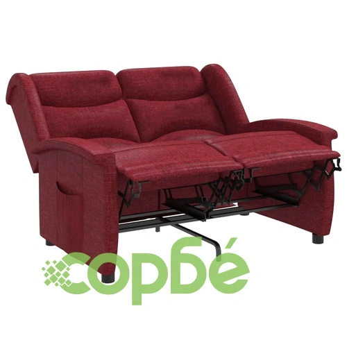 2-местен реклайнер, виненочервен, текстил ➤ топ цена ➤ sorbe.bg