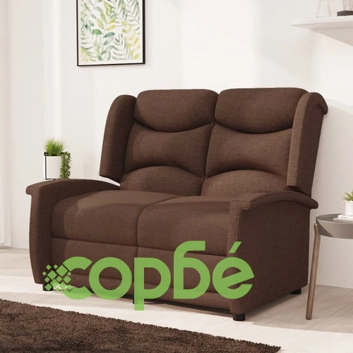 2-местен масажен реклайнер, кафяв, текстил ➤ топ цена ➤ sorbe.bg