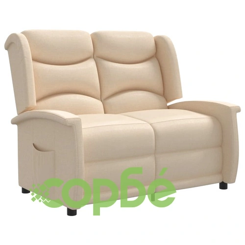 2-местен масажен реклайнер, кремав, текстил ➤ топ цена ➤ sorbe.bg