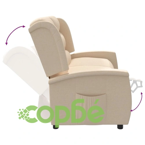 2-местен масажен реклайнер, кремав, текстил ➤ топ цена ➤ sorbe.bg