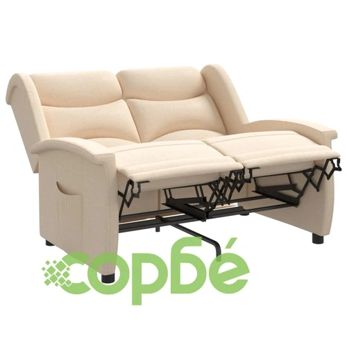 2-местен масажен реклайнер, кремав, текстил ➤ топ цена ➤ sorbe.bg