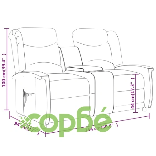 2-местен реклайнер с поставки за чаши тъмносив текстил ➤ топ цена ➤ sorbe.bg