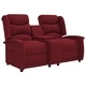 2-местен реклайнер с поставки за чаши, виненочервен, текстил