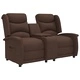 2-местен реклайнер с поставки за чаши, кафяв, текстил