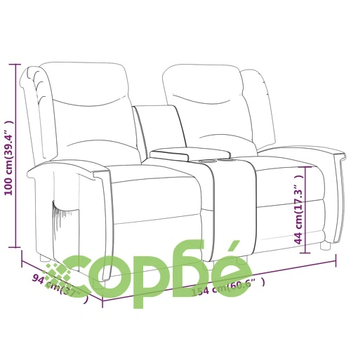 2-местен реклайнер с поставки за чаши, кремав, текстил ➤ топ цена ➤ sorbe.bg