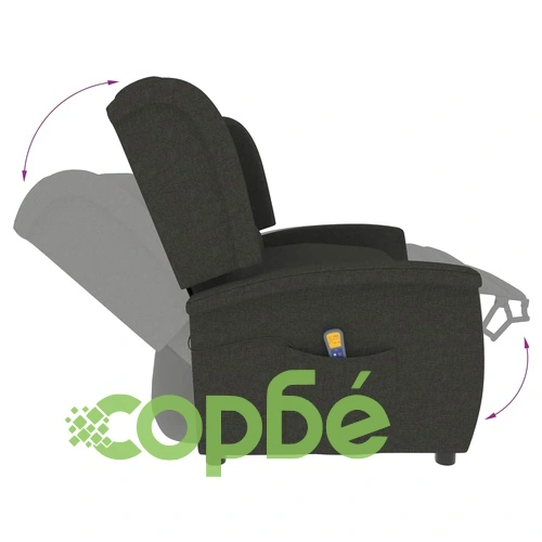 2-местен масажен реклайнер, тъмносив, текстил ➤ топ цена ➤ sorbe.bg