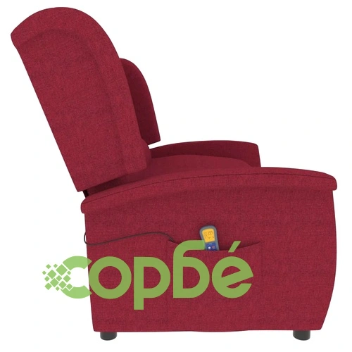 2-местен масажен реклайнер, виненочервен, текстил ➤ топ цена ➤ sorbe.bg