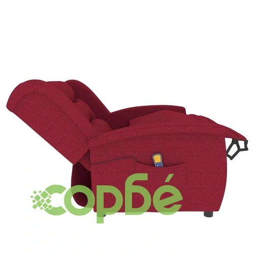 2-местен масажен реклайнер, виненочервен, текстил ➤ топ цена ➤ sorbe.bg