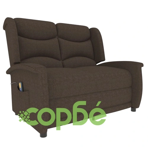 2-местен масажен реклайнер, кафяв, текстил ➤ топ цена ➤ sorbe.bg