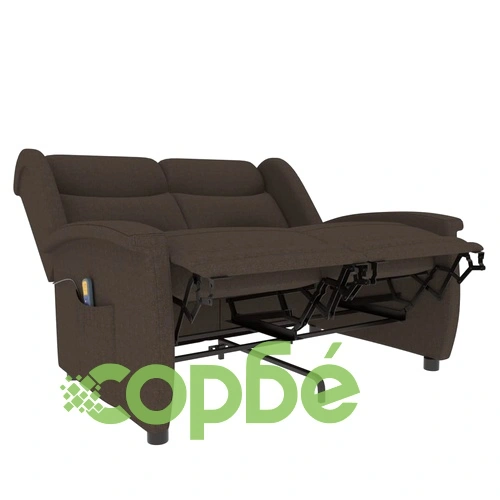 2-местен масажен реклайнер, кафяв, текстил ➤ топ цена ➤ sorbe.bg