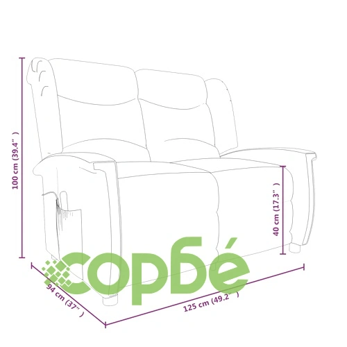 2-местен масажен реклайнер, таупе, текстил ➤ топ цена ➤ sorbe.bg