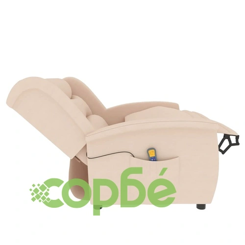 2-местен масажен реклайнер, кремав, текстил ➤ топ цена ➤ sorbe.bg