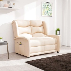 2-местен масажен реклайнер, кремав, текстил