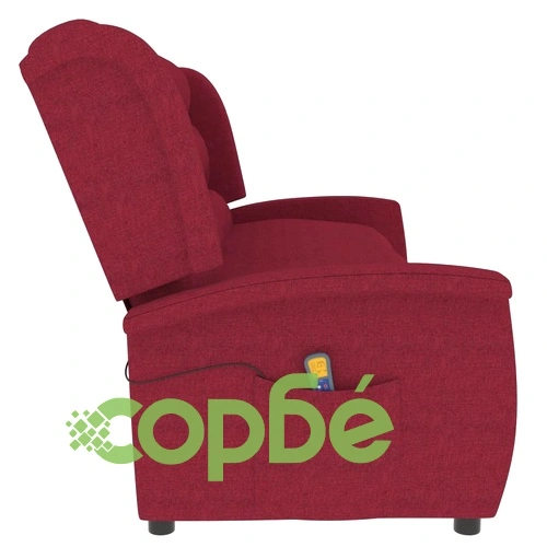 3-местен масажен реклайнер, виненочервен, текстил ➤ топ цена ➤ sorbe.bg