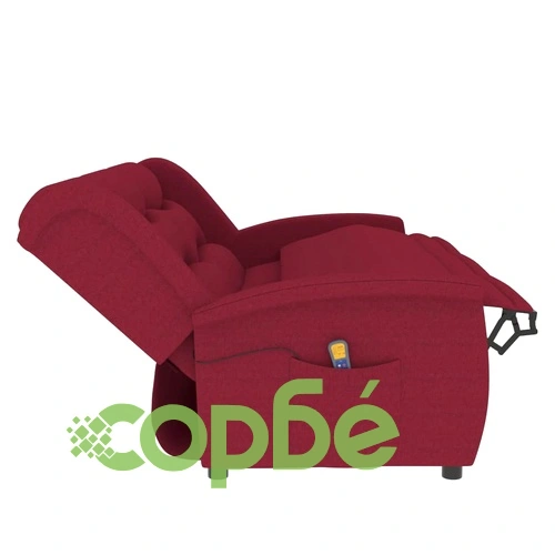 3-местен масажен реклайнер, виненочервен, текстил ➤ топ цена ➤ sorbe.bg